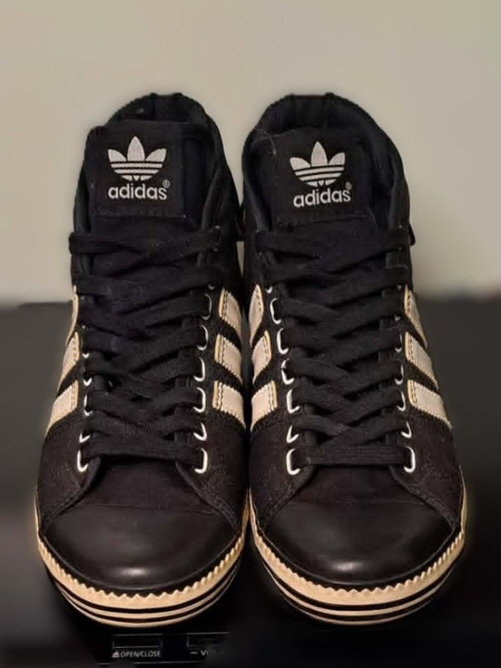 Rare Vintage Adidas Originals High Top Sneakers Blk Canvas G49274 Womens 8